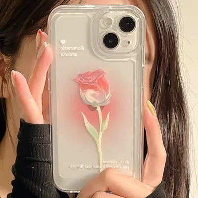 Women's Fashion Transparent Tulip Painted Soft Shell Phone Case for iPhone 11/12/13/14 Pro Max