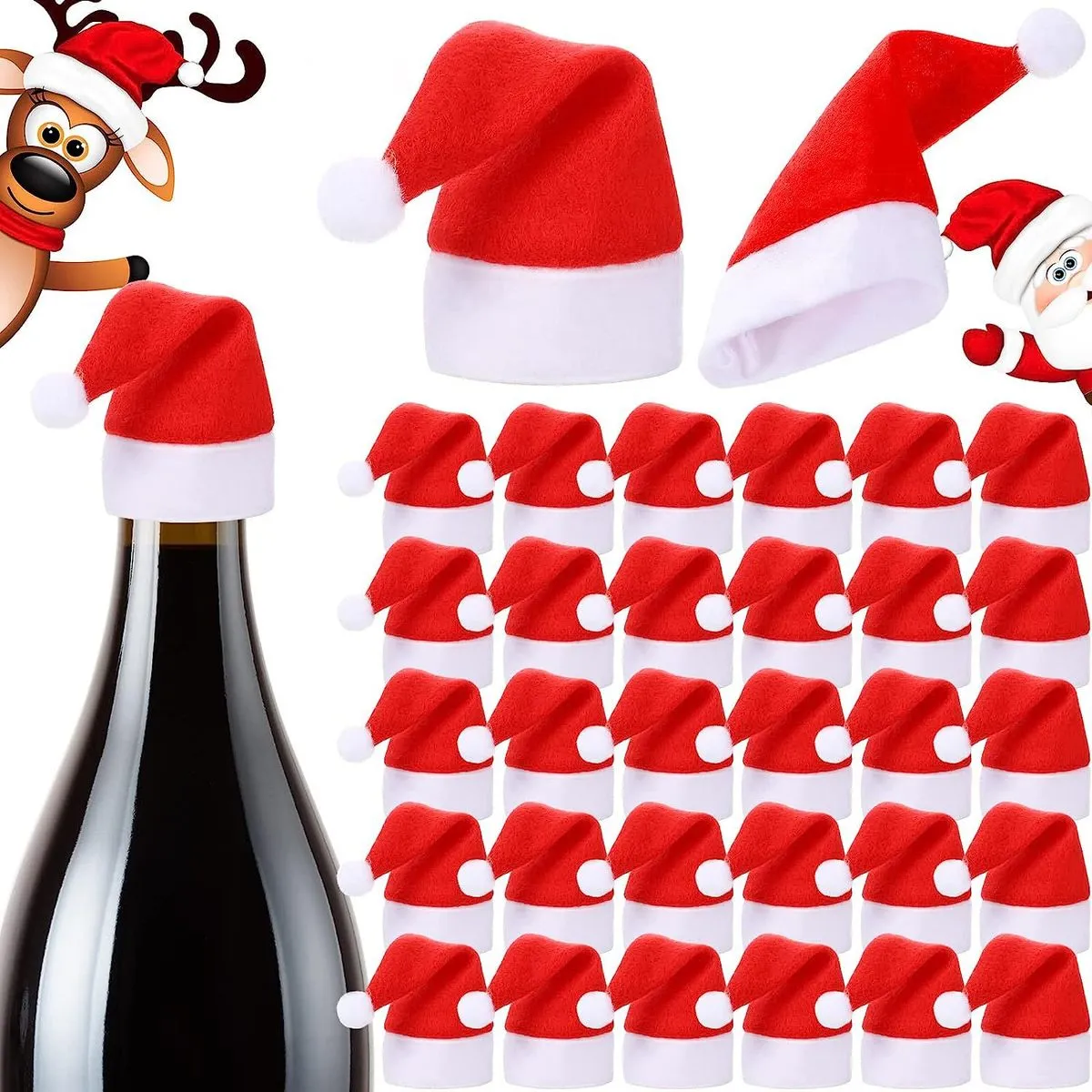 Cartoon Christmas Tableware Decoration Mini Christmas Cap Wine Bottle Cap