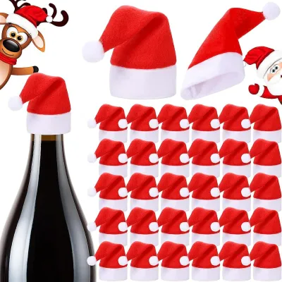 Cartoon Christmas Tableware Decoration Mini Christmas Cap Wine Bottle Cap