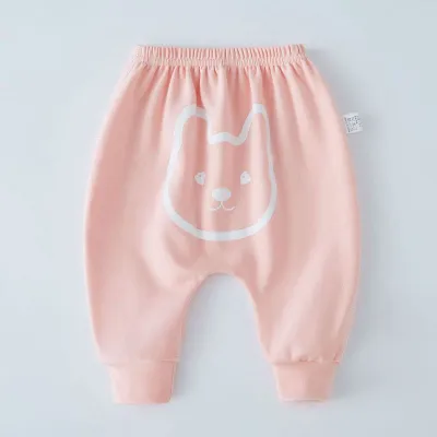 Kids Baby Boys Girls Spring Autumn Casual Cute Cartoon Print Cotton Trousers Long Mid-Waist