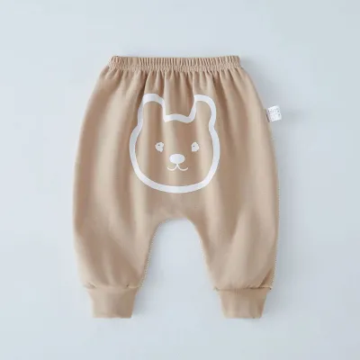 Kids Baby Boys Girls Spring Autumn Casual Cute Cartoon Print Cotton Trousers Long Mid-Waist