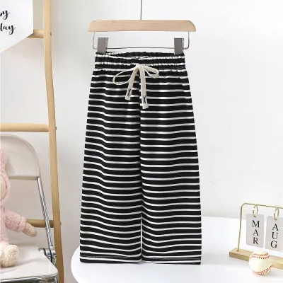 Kids Toddler Girls Summer Casual Cute Stripe Print Wide Leg Pants
