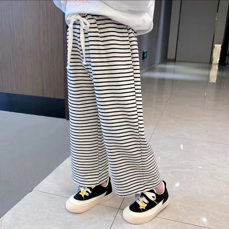 Kids Toddler Girls Summer Casual Cute Stripe Print Wide Leg Pants