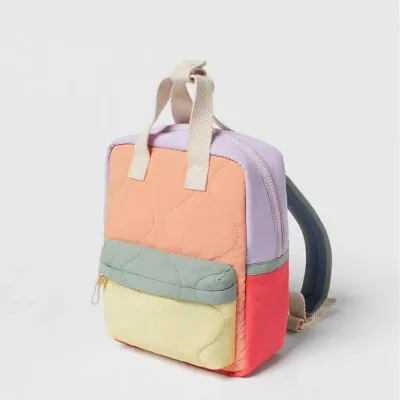 Kids Unisex Casual Cute Color Matching Canvas School Backpack for Kindergarten