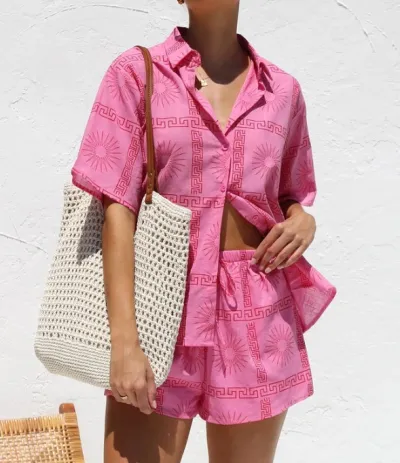 Plus Size Spring Summer Loose Casual Comfortable Women Short-Sleeved Shirt Blouse Shorts Two-Piece Set