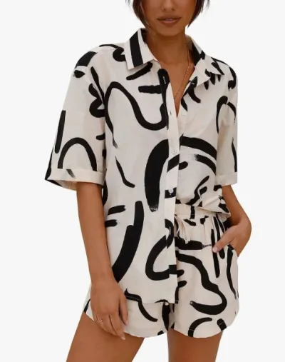 Plus Size Spring Summer Loose Casual Comfortable Women Short-Sleeved Shirt Blouse Shorts Two-Piece Set