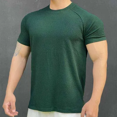 Men Fashion Casual Basic Solid Color Short Sleeve Round Neck Sport T-Shirt