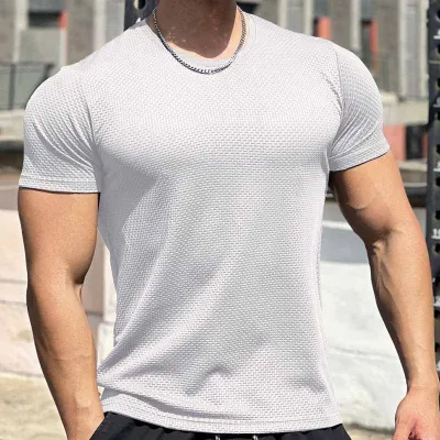 Men's Fashion Casual Basic Solid Color Short Sleeve Crewneck Sport T-Shirt