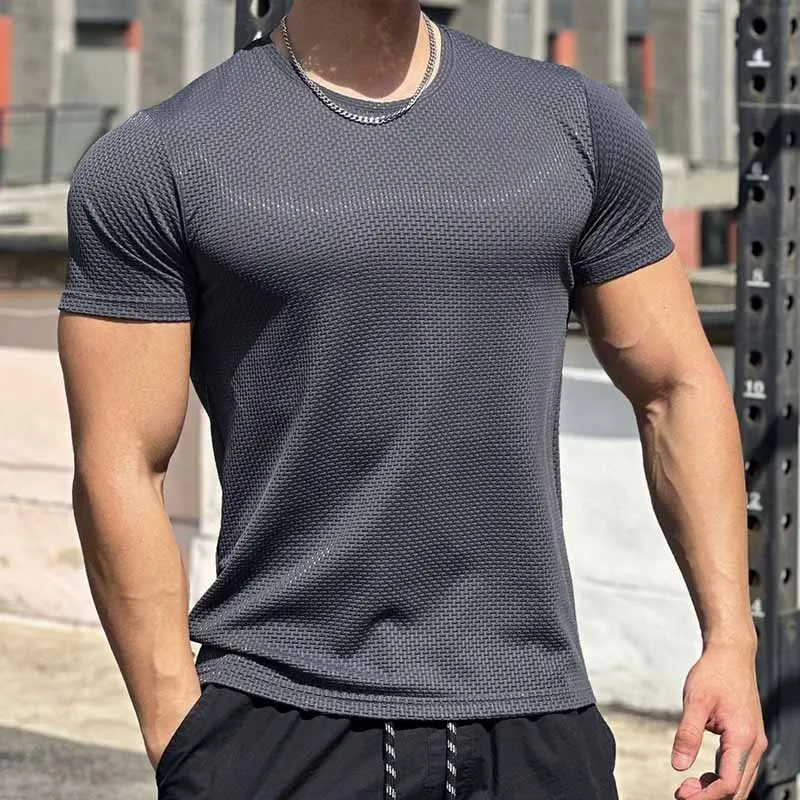 Men's Fashion Casual Basic Solid Color Short Sleeve Crewneck Sport T-Shirt