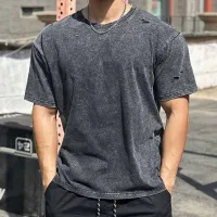 Men Casual Loose Letter Printing Round Neck Short Sleeve T-Shirt