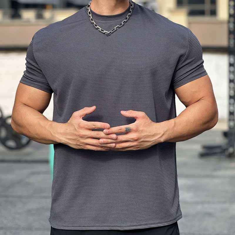 Wholesale Men Fashion Casual Basic Solid Color Short Sleeve