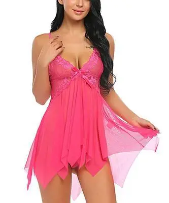 Women Sexy Solid Color Mesh Perspective Lace Bra Set