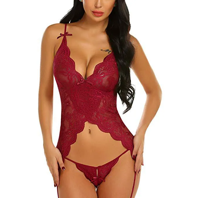 Women Sexy Solid Color Mesh Perspective Bra Set