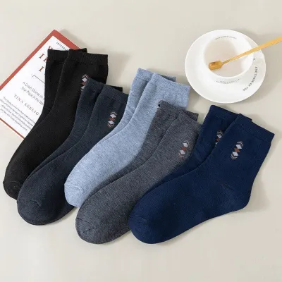 Men Simple Solid Color Thick Warm Socks