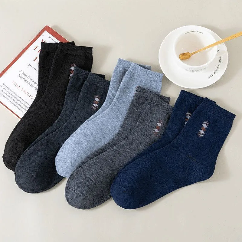 Men Simple Solid Color Thick Warm Socks
