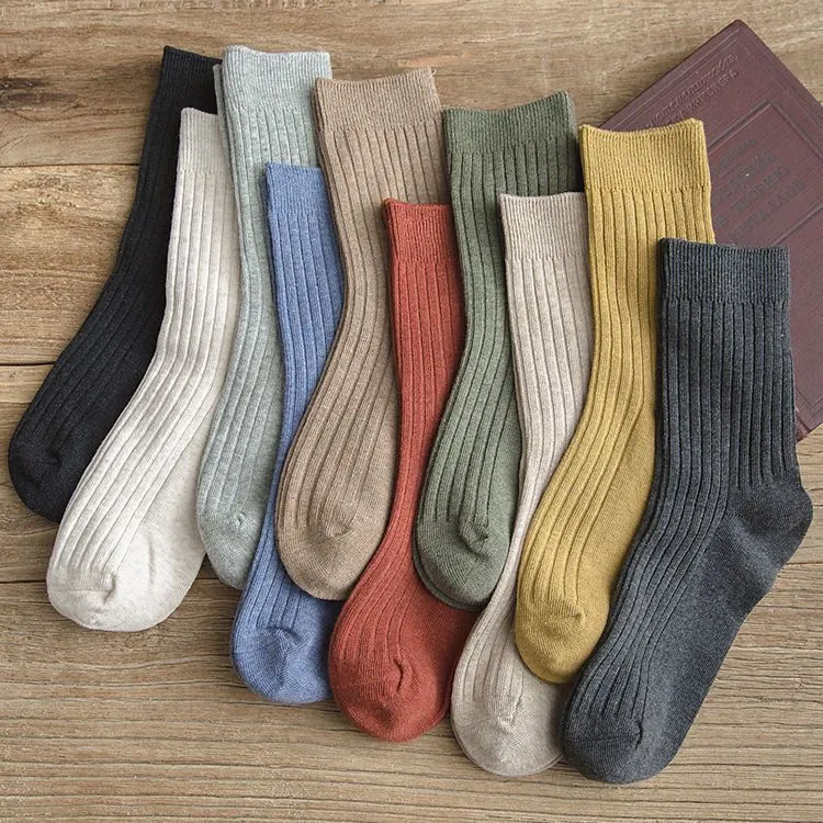 Women Retro Solid Color Cotton Ankle Socks
