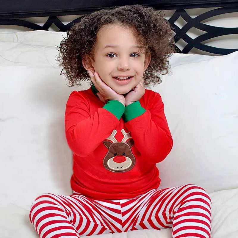 Kids Toddler Girls Casual Christmas Fawn Long Sleeve T-Shirt Stripe Pants Sets