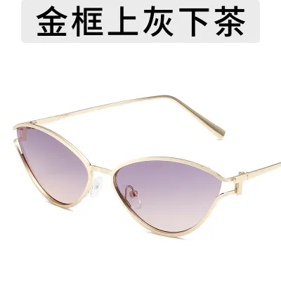 Women Fashion Metal Frame Hollow Cat Eye Sunglasses