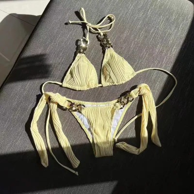 Women Fashion Sexy Chain Bikini Swimwear Set - Polyester