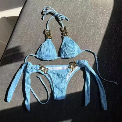 Women Fashion Sexy Chain Bikini Swimwear Set - Polyester