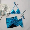 230914 Blue Bright Three-Piece Set