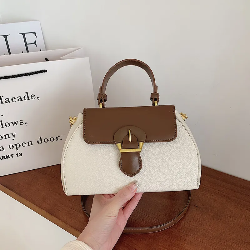 Fashion Contrast PU Small Square Shoulder Handbags