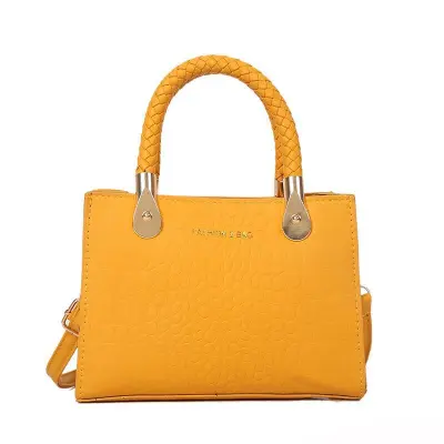 Fashionable Solid Color Stone Print Large Capacity Shoulder Handbag