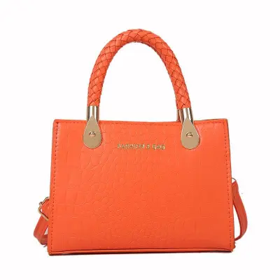 Fashionable Solid Color Stone Print Large Capacity Shoulder Handbag