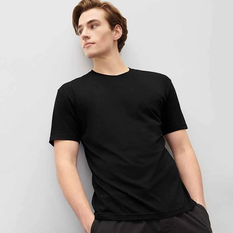 Men Fashion Casual Basic Solid Color Short Sleeve Crewneck T-Shirt