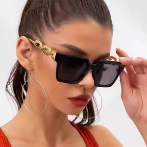 Women Fashion Retro Chain Square Frame Sunglasses