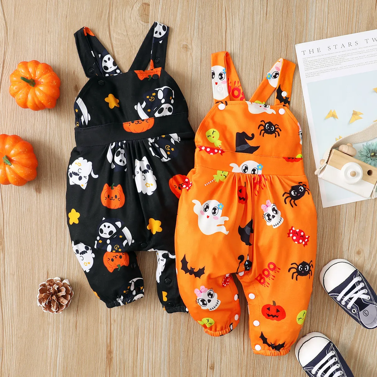 Kids Baby Boys Girls Casual Cute Cartoon Halloween Print Sleeveless Romper