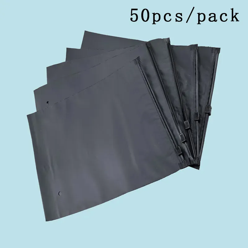 50pcs/pack Black Frosted Matte EVA Double-Sided Zipper Plastic Packaging Bag for Home Storage
