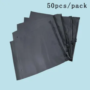 50pcs/pack Black Frosted Matte EVA Double-Sided Zipper Plastic Packaging Bag for Home Storage