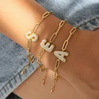 Women Fashion Personality DIY Devil'S Eye Crystal Pendant Gold Plated Bracelet
