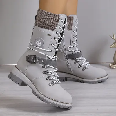 Autumn Winter Women Plus Size Thickened Warm Strap Snow Boots