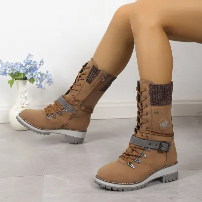 Autumn Winter Women Plus Size Thickened Warm Strap Snow Boots