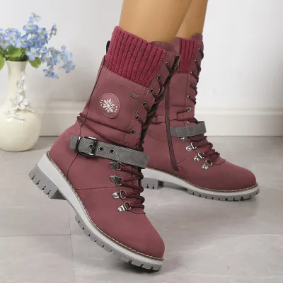 Autumn Winter Women Plus Size Thickened Warm Strap Snow Boots