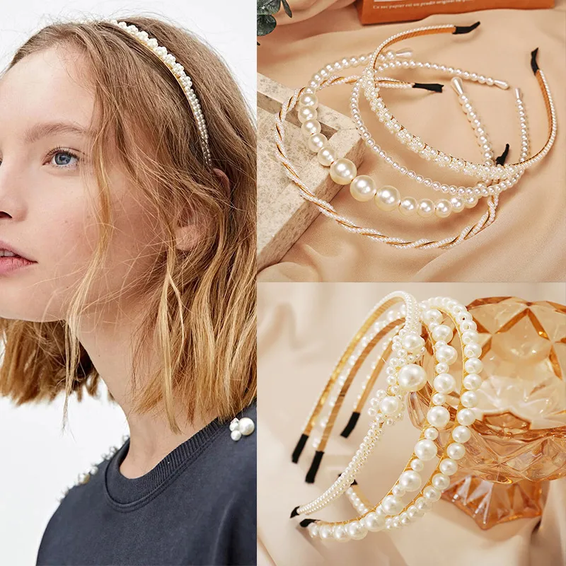 Women Pearl Princess Elegant Headwear Bridal Hair Accessories Vintage Headband