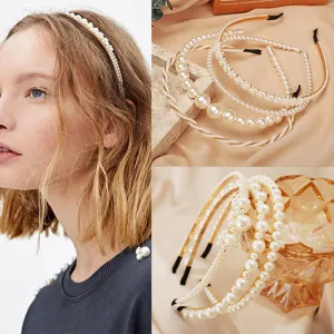 Women Pearl Princess Elegant Headwear Bridal Hair Accessories Vintage Headband