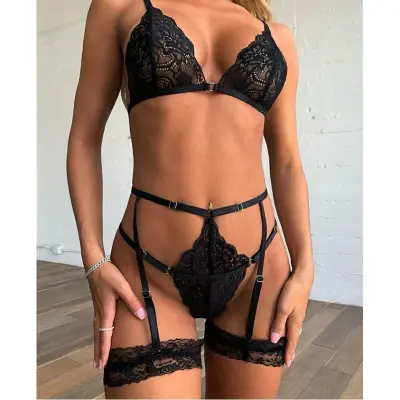 Women Sexy Lace Stitching Lingerie Set