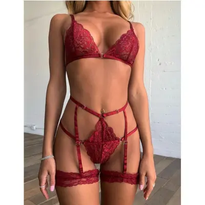 Women Sexy Lace Stitching Lingerie Set