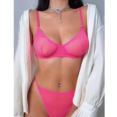 Women Sexy Mesh Perspective Bra Panties Set