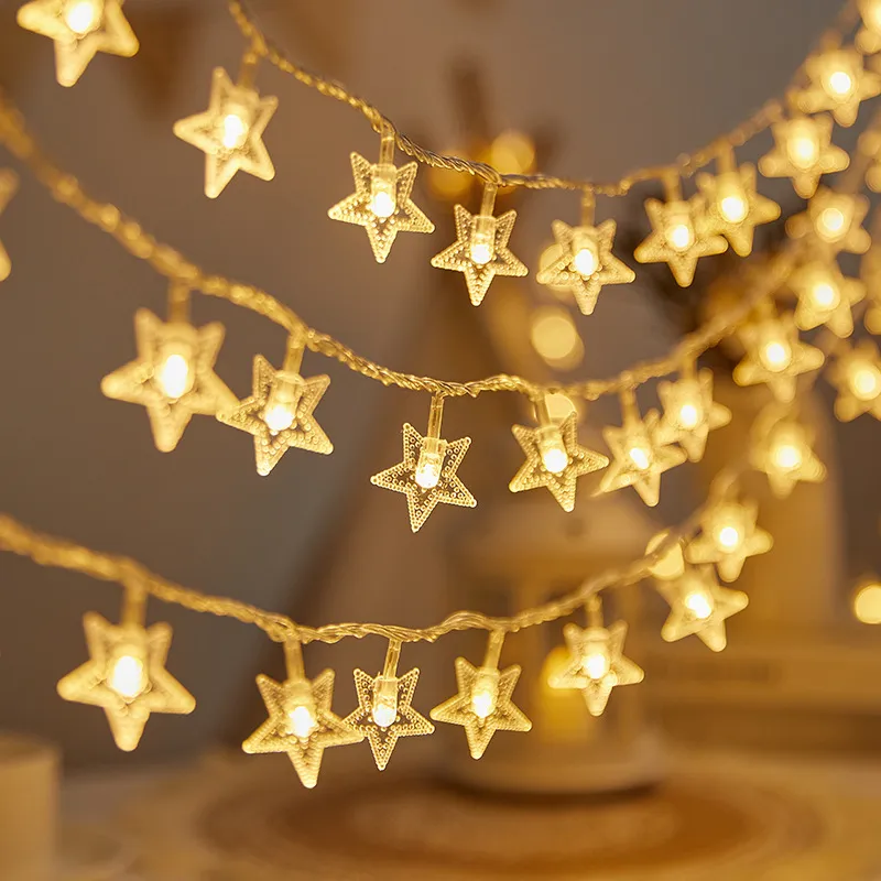 Outdoor Camping Atmosphere Lights Christmas Decoration Star Small Lights Dimmable Battery Box