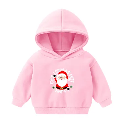 Kids Toddler Boys Girls Casual Cute Christmas Alphabet Print Fleece Long Sleeve Hoodies