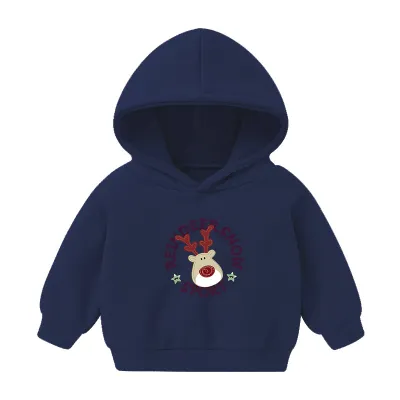 Kids Toddler Boys Girls Casual Cute Christmas Alphabet Print Fleece Long Sleeve Hoodies