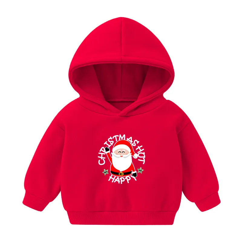 Kids Toddler Boys Girls Casual Cute Christmas Alphabet Print Fleece Long Sleeve Hoodies