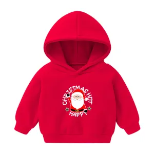 Kids Toddler Boys Girls Casual Cute Christmas Alphabet Print Fleece Long Sleeve Hoodies