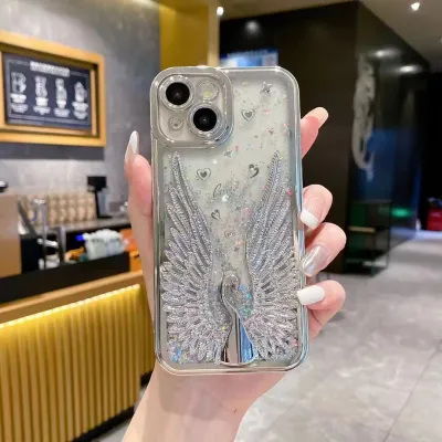 Women Fashionable Electroplated Quicksand Swan Apple Phone Protective Case