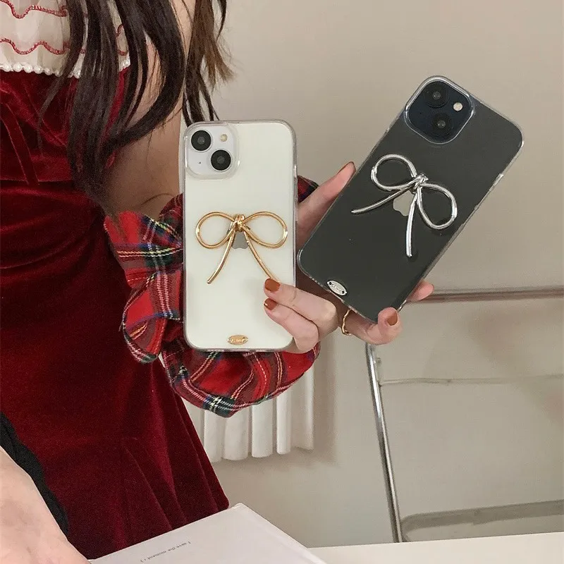 Women Fashion Bow Transparent Apple Phone Protective Case