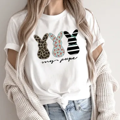 Summer Women's Cartoon Rabbit Print Round Neck Sleeveless T-Shirt